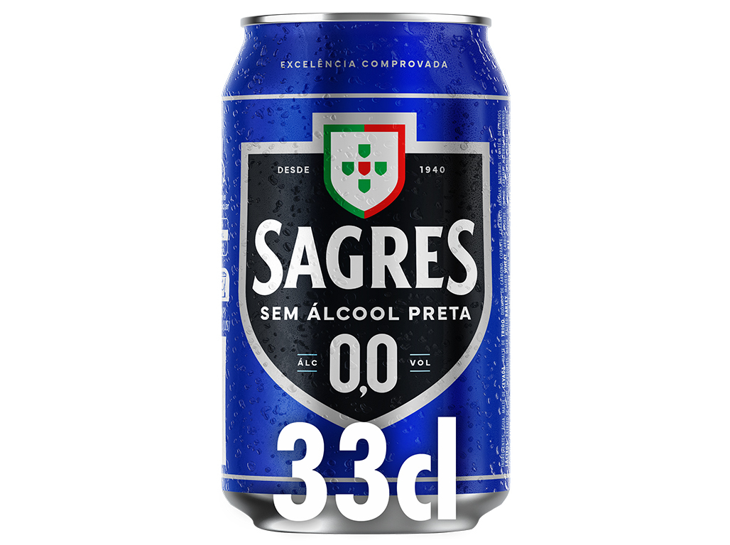 CERVEJA SAGRES SEM ÁLCOOL PRETA 0.0% LATA 0.33L