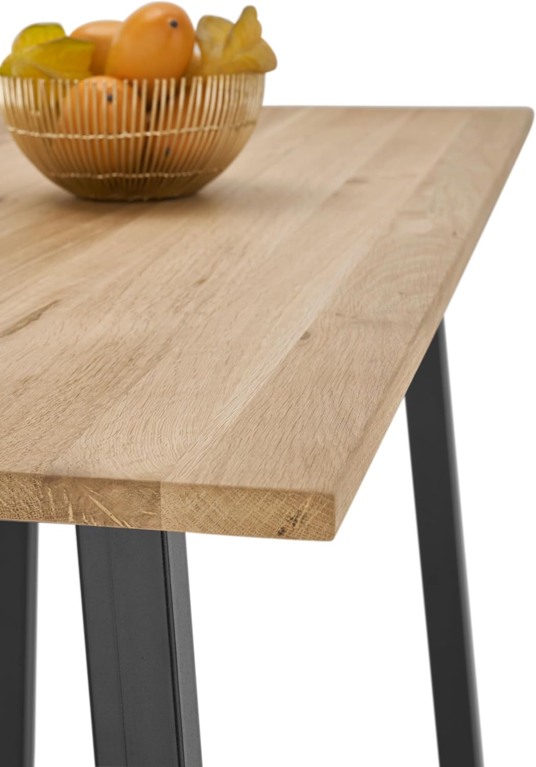 Stella Trading Kent Bartisch aus Massivholz Eiche - Moderner Hochtisch mit Metallgestell für Küche & Esszimmer - 120 x 104 x 60 cm (B/H/T)