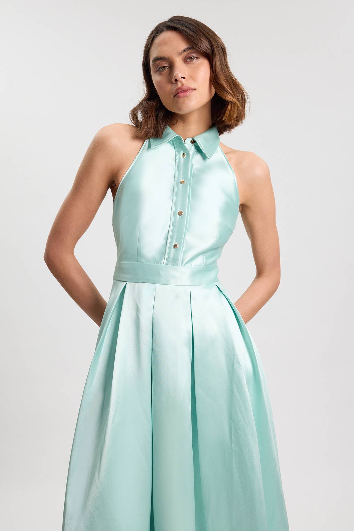 KarenMillen Robe Longue À Col En Sergé
