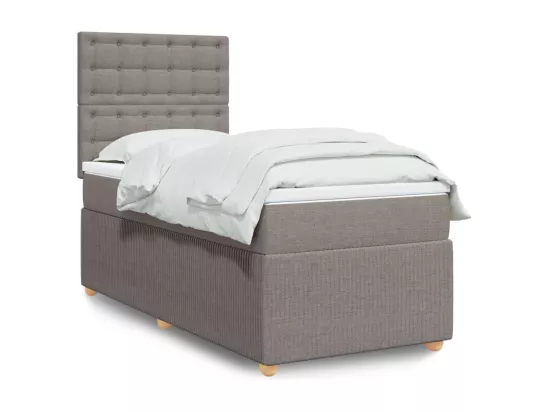 Sommier à lattes de lit avec matelas Taupe 90x190 cm Tissu