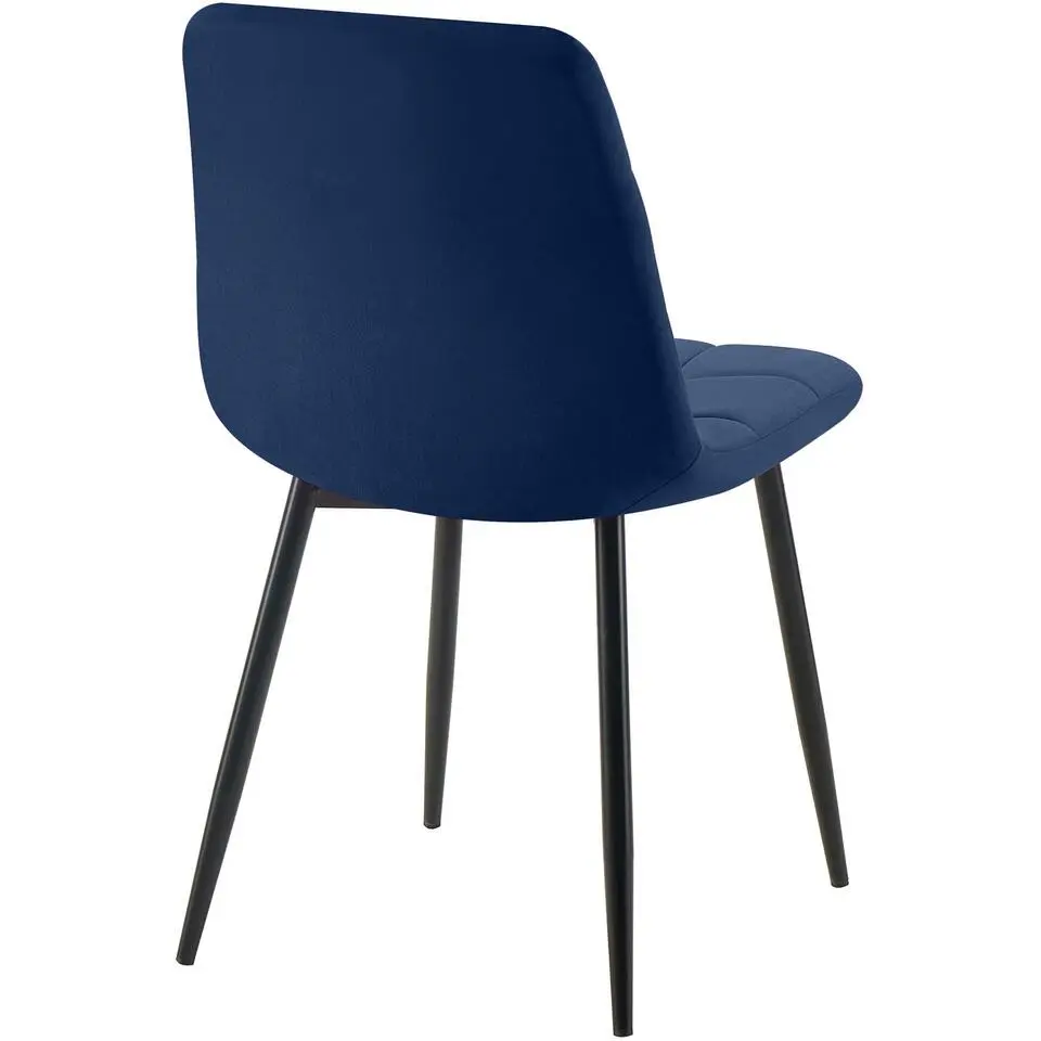 CLP Eetkamerstoel Antibes zwart Frame - Fluweel - donkerblauw