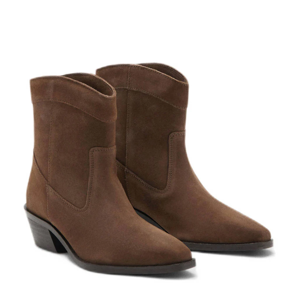 MANGO TEEN suède cowboylaarzen bruin
