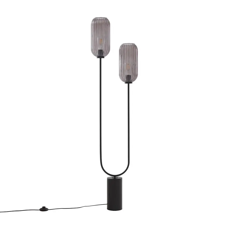 Qazqa vloerlampen rid zwart e27