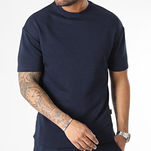 Ensemble Tee Shirt Et Short Jogging Bleu Marine