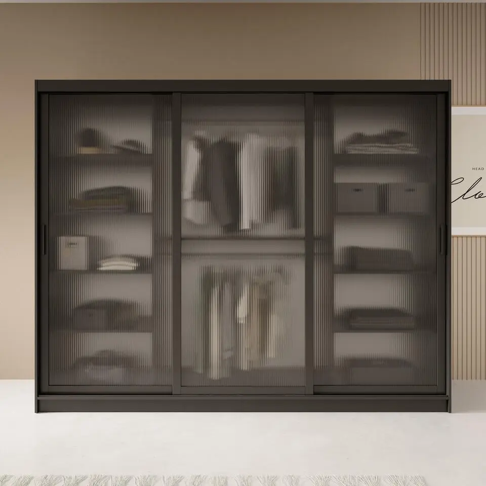 Meubella - Kledingkast Fessaro - Zwart - 250 cm