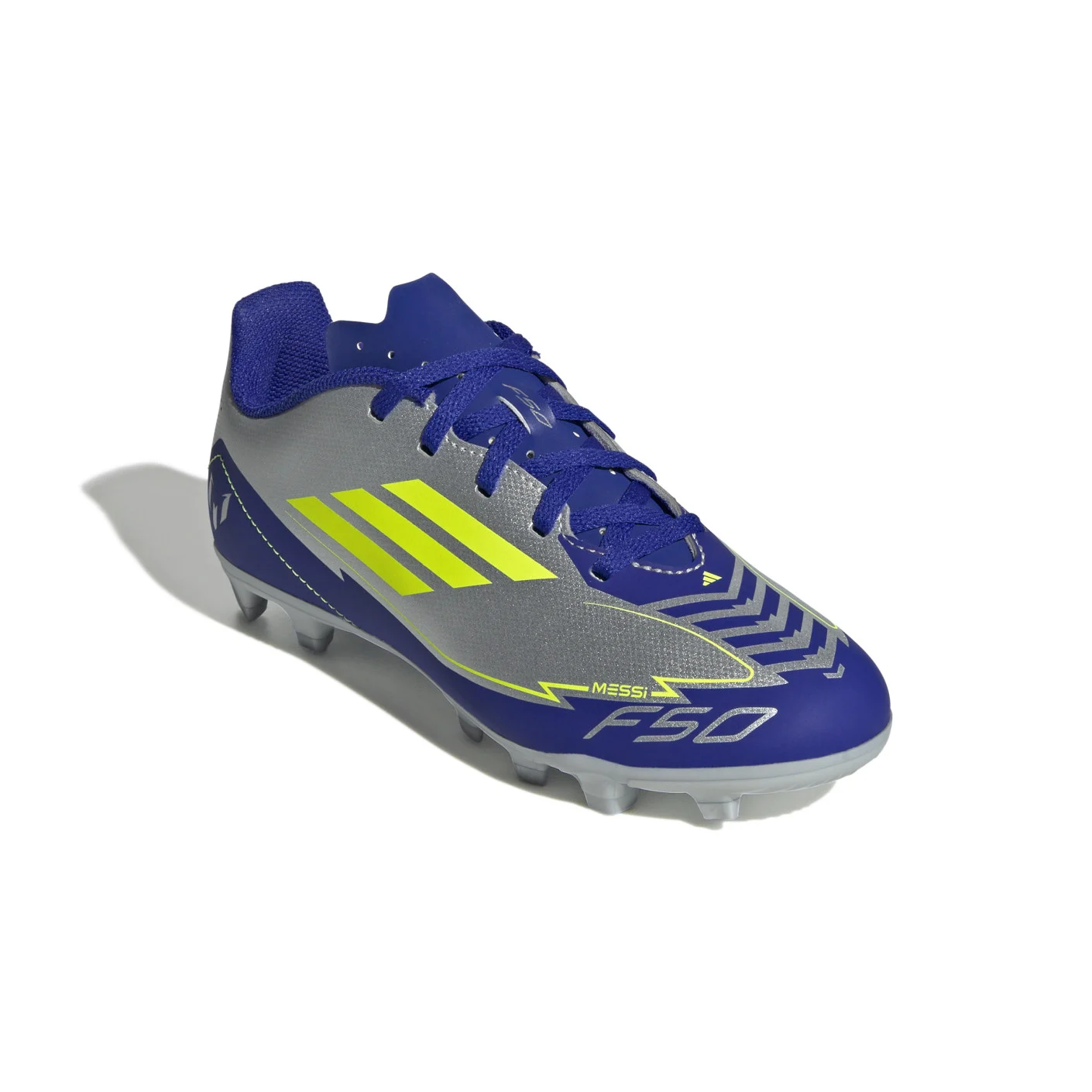 Adidas F50 Messi Club Gras / Kunstgras Voetbalschoenen (MG) Kids Zilver Donkerblauw Geel
