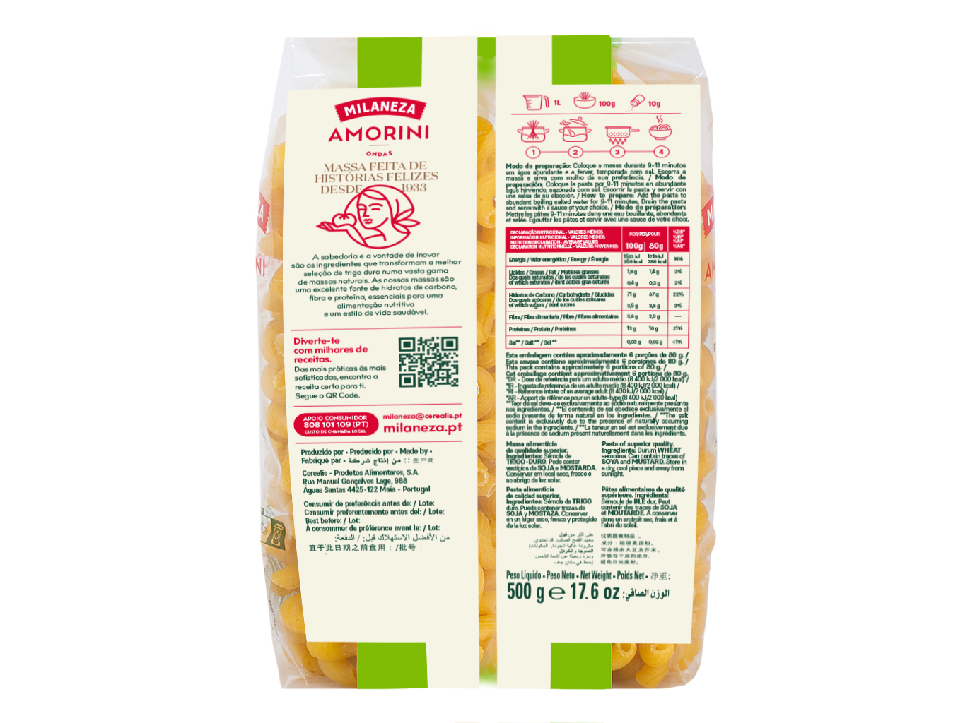 MASSA MILANEZA ONDAS AMORINI 500G