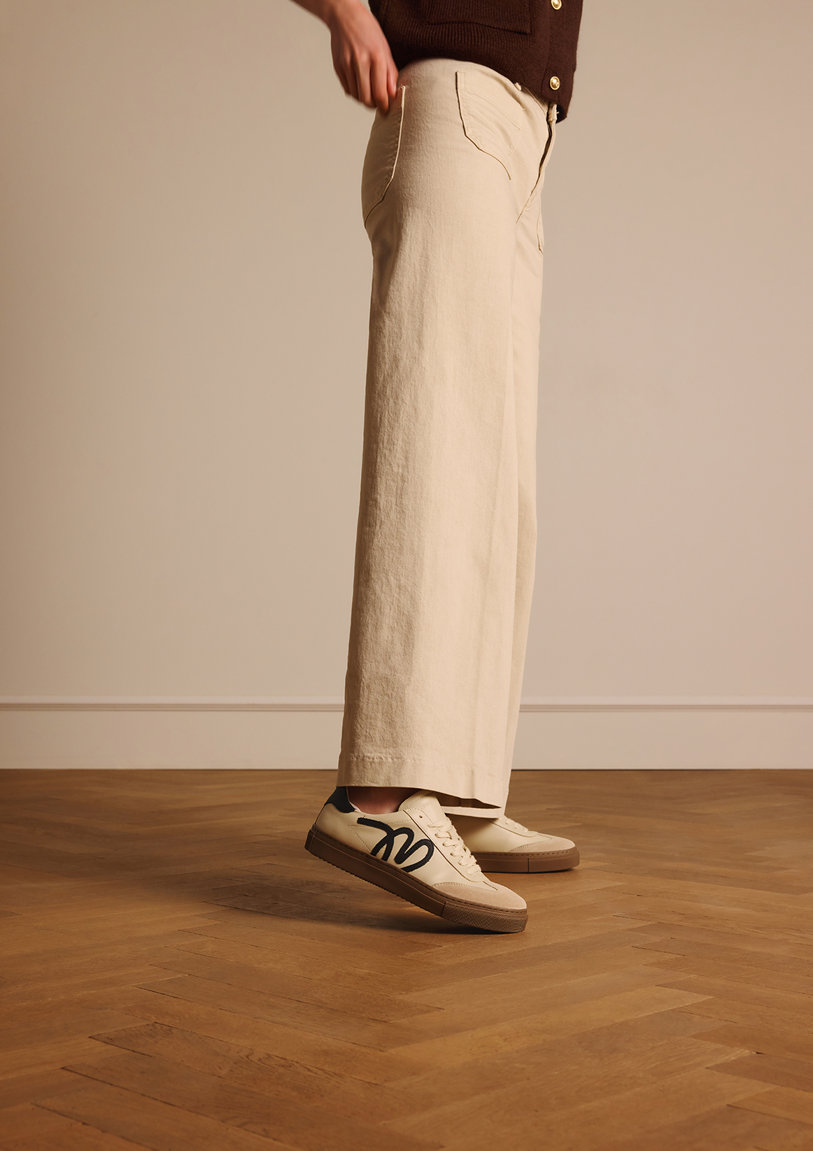 Beige leren sneakers