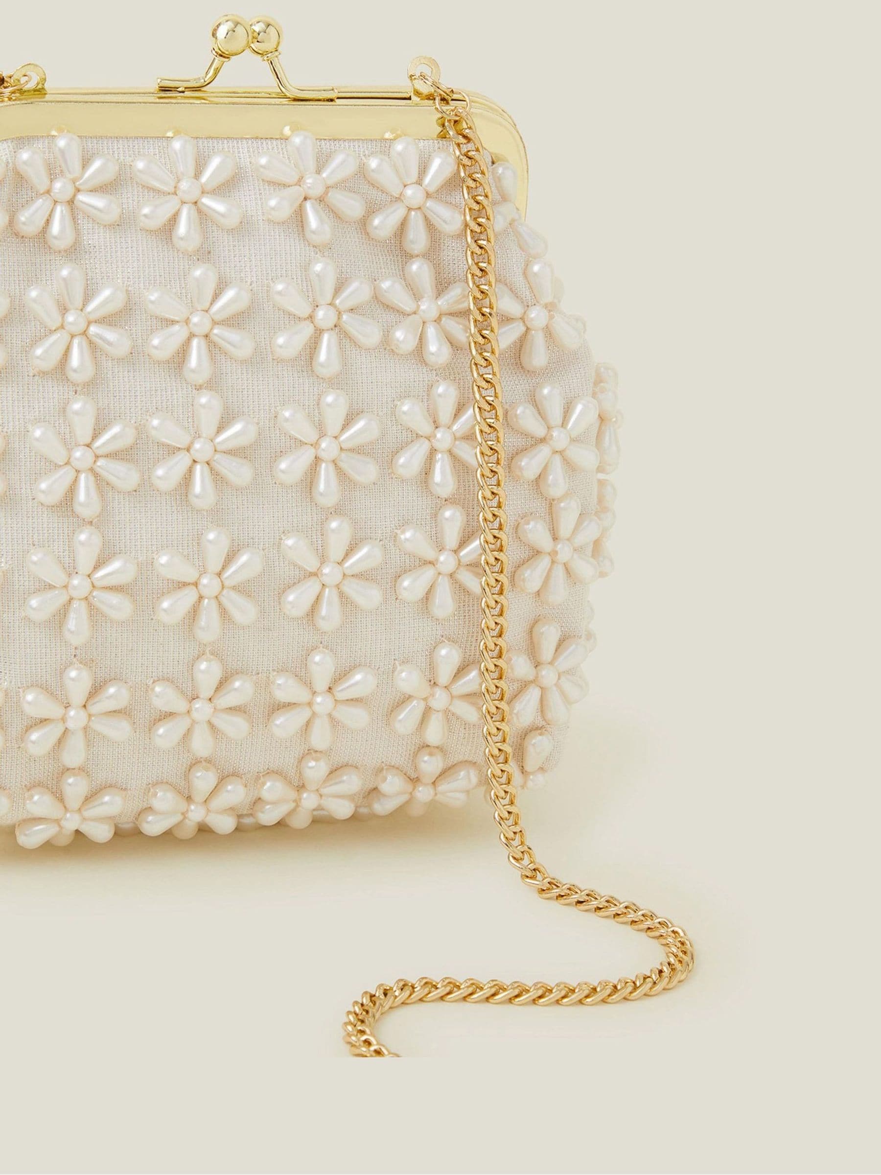 Angels By Accessorize Girls Pearl Flower Clip Frame Mini Bag