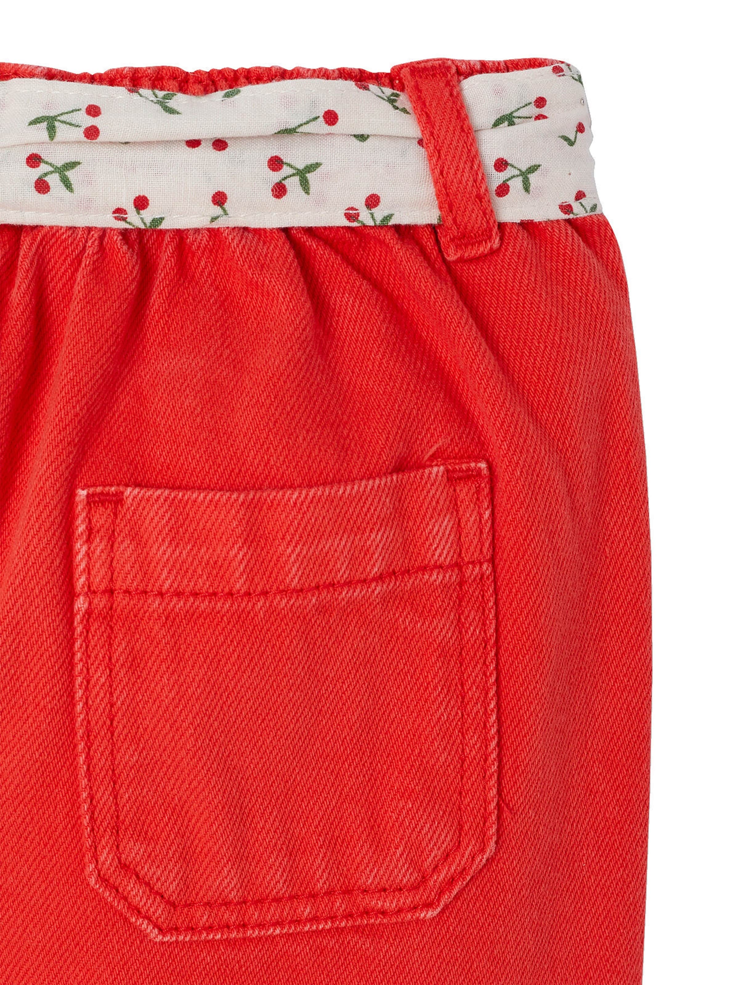 Vertbaudet Weite Baby Hose mit Bindegürtel rot