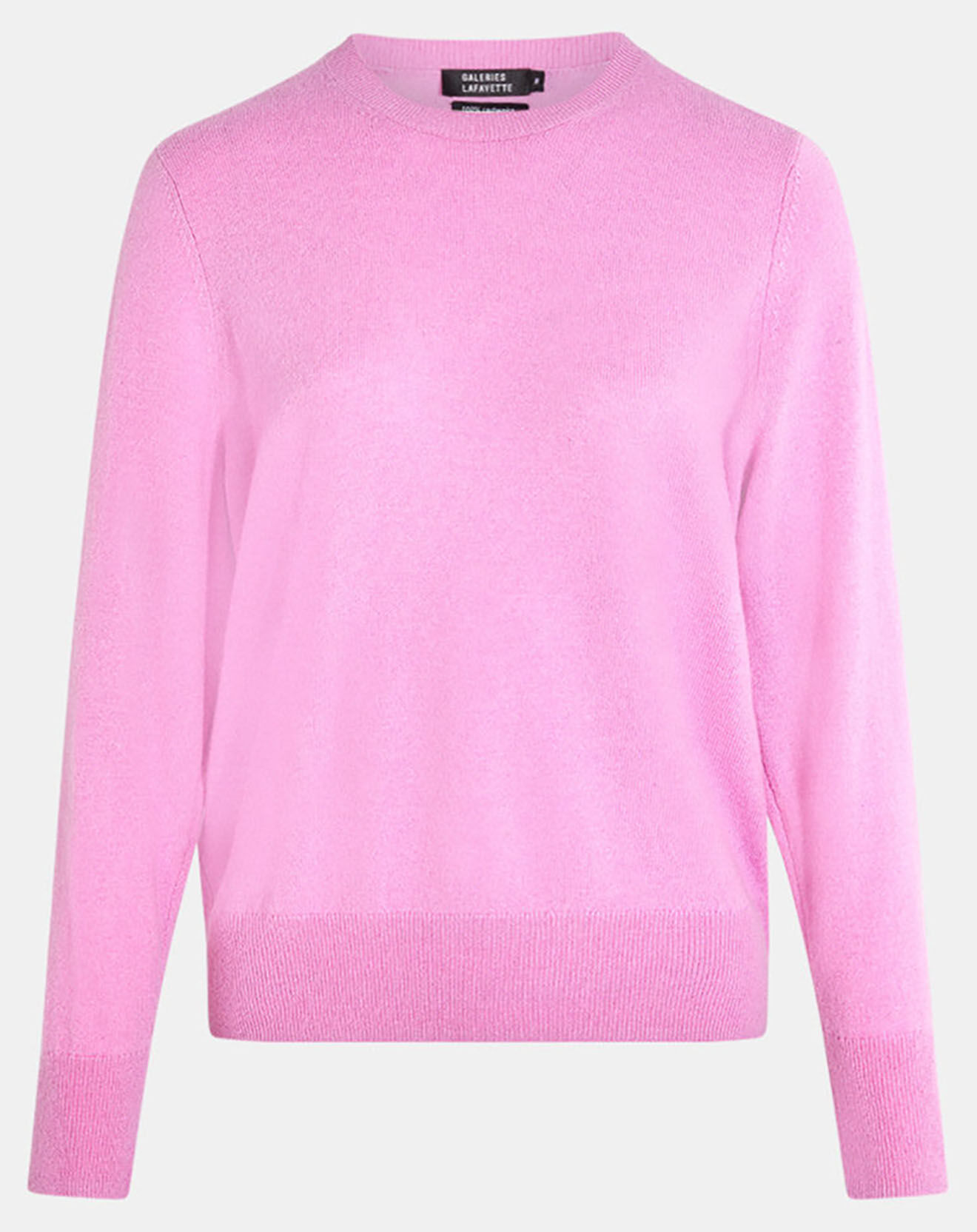 Galeries Lafayette Pull 100% Cachemire Zabri col rond rose