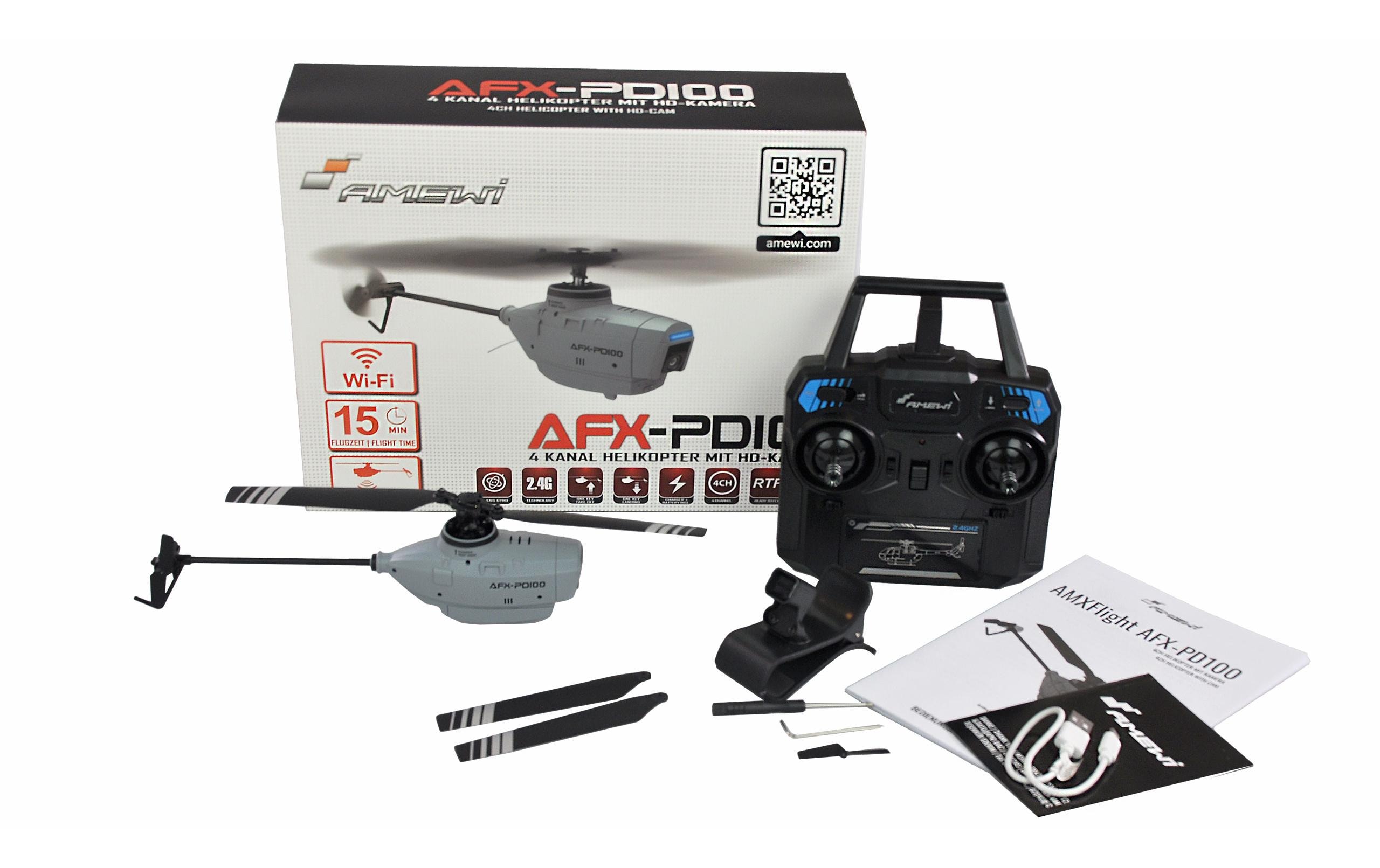 Helikopter AFX PD1000 mit Kamera, 4-Kanal RTF<br>Single Rotor Heli mit HD-Kamera und 6G Gyro