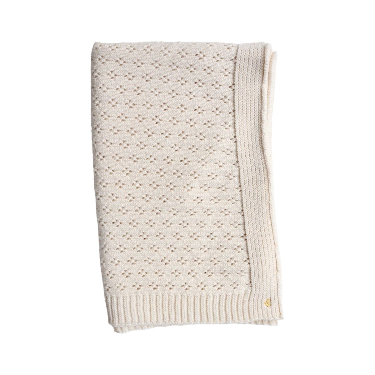 Couverture en tricot pointelle ivoire Amande