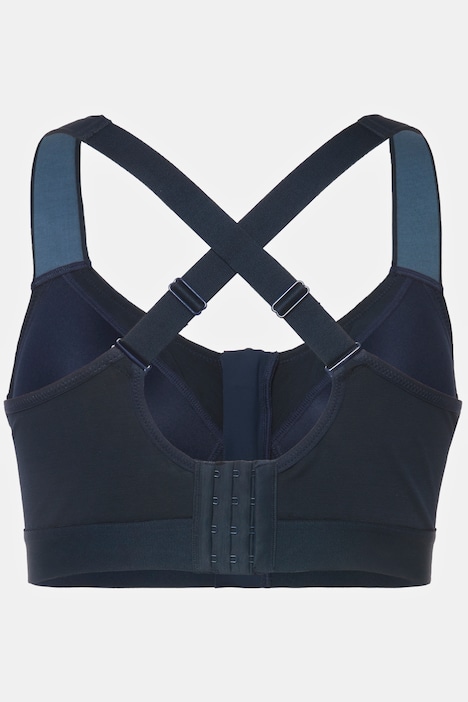Sport-BH, ohne Bügel, Zipper, gekreuzte Träger
