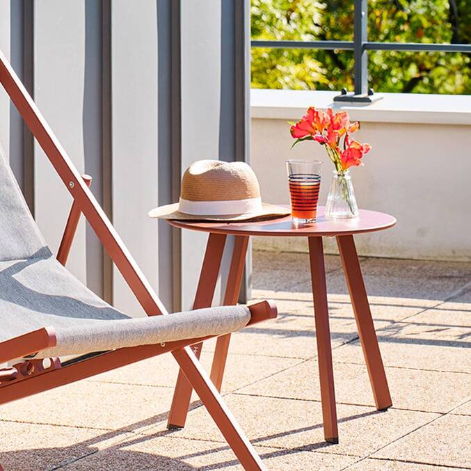 Table d'appoint de jardin ronde SAONA Acajou