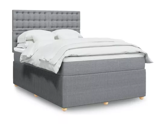 Sommier à lattes de lit avec matelas Gris clair 140x190cm Tissu