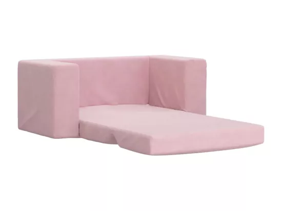 Canapé-lit pour enfants 2 places rose peluche douce
