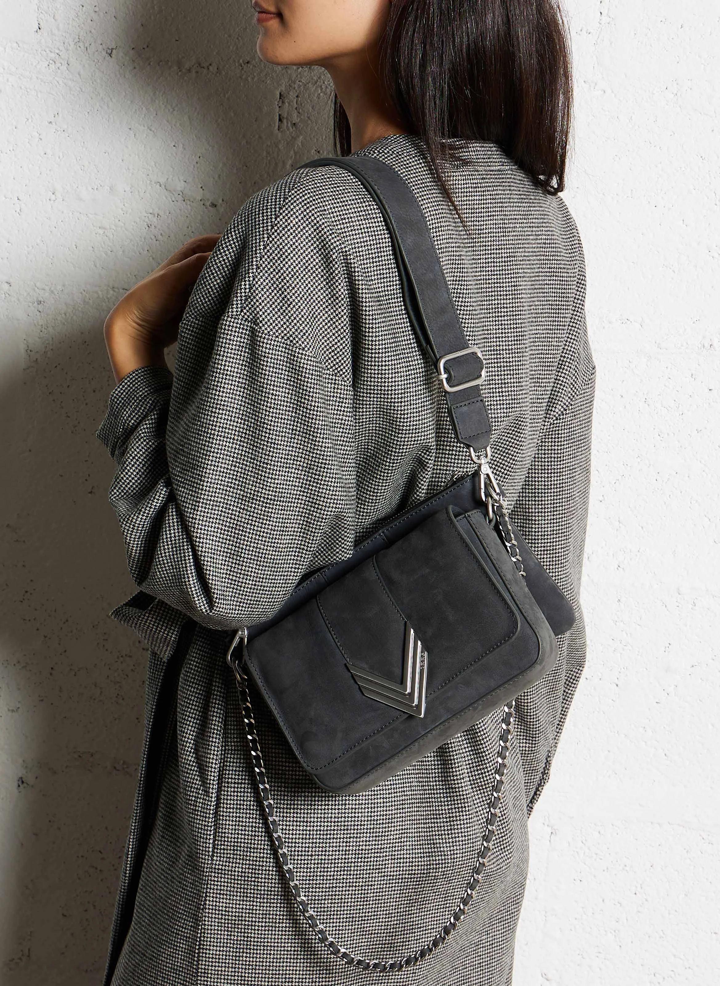 111 - Sac bandoulière en cuir | Gris