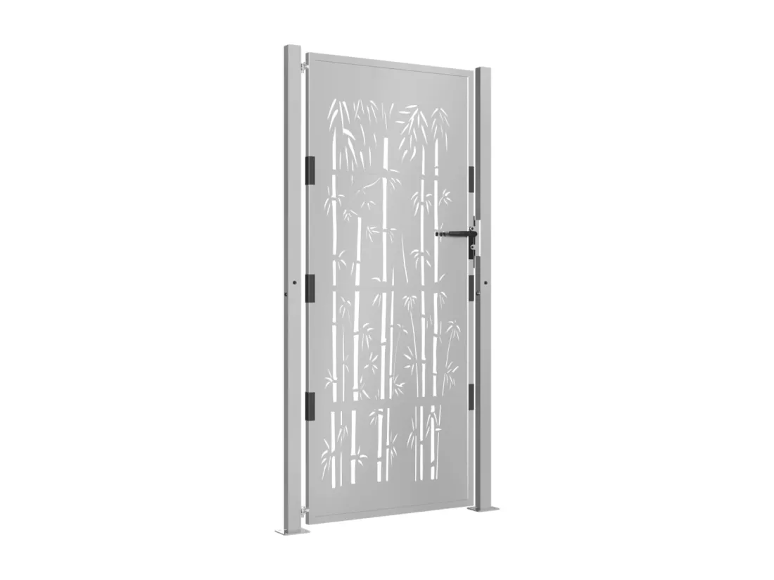 Portail de jardin 105x205 cm acier corten design de bambou