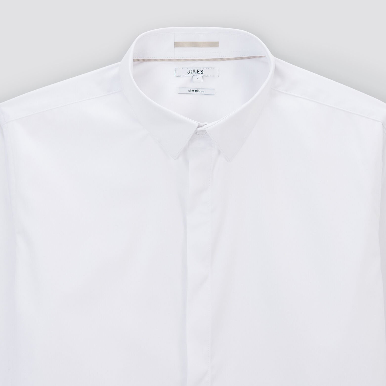 Chemise slim unie coton biologique satin Blanc