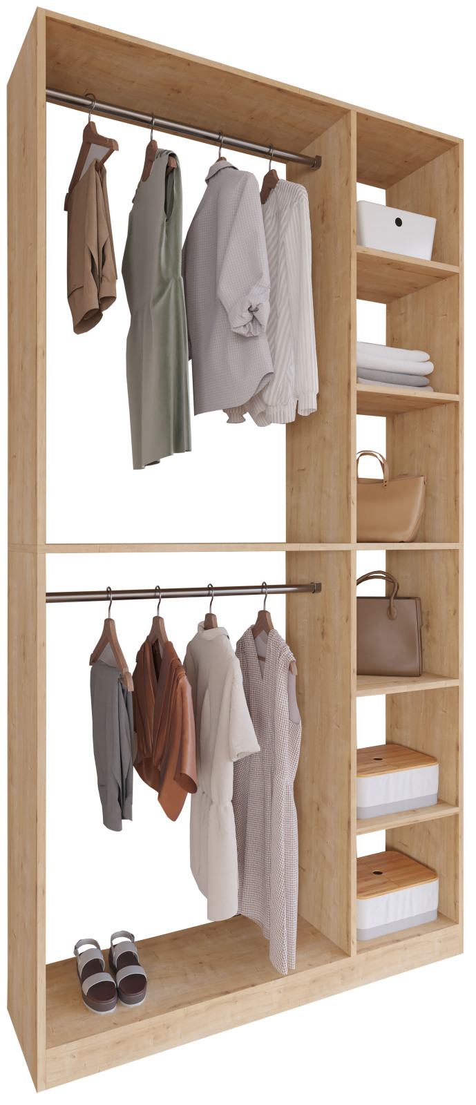 Offener Kleiderschrank PALOSA XL - Honig Eiche - 110 cm