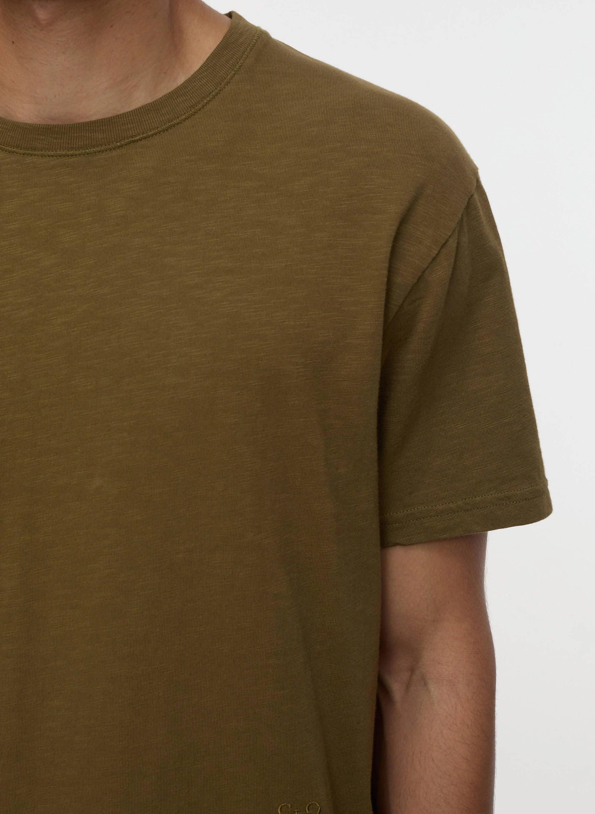 Tee-shirt droit col rond en coton bio | Doré