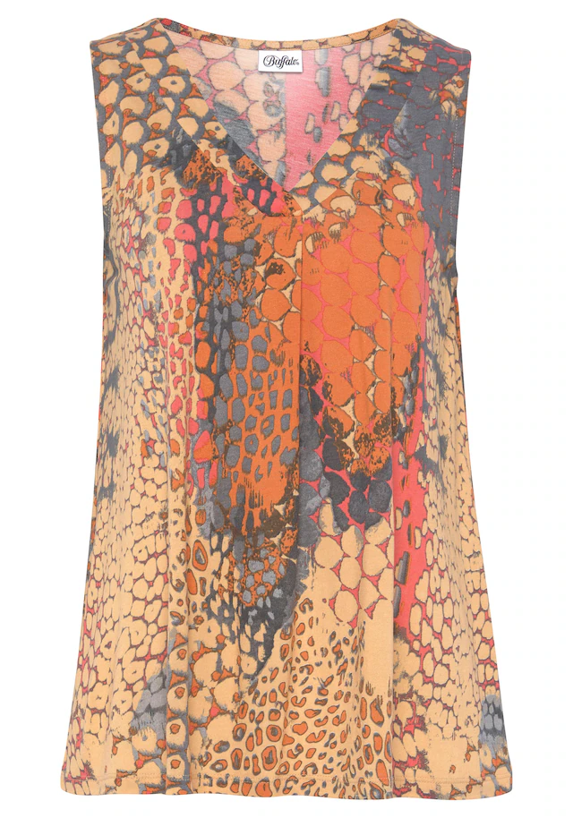 Buffalo Strandtop mit Animalprint, sommerliches Blusentop mit V-Ausschnitt