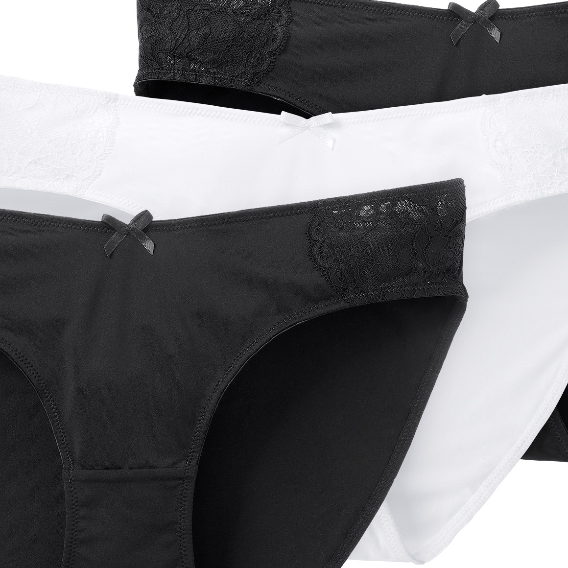 Gina Mama 3 Damen Umstands-Slips  mit Spitze weiss / schwarz