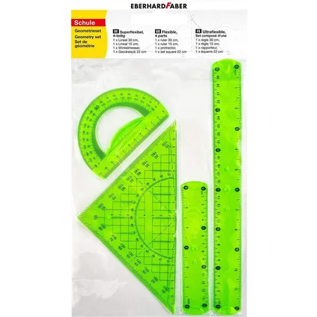 Eberhard Faber Geometrie-Set mit 2 Linealen, Winkelmesser und Geodreieck