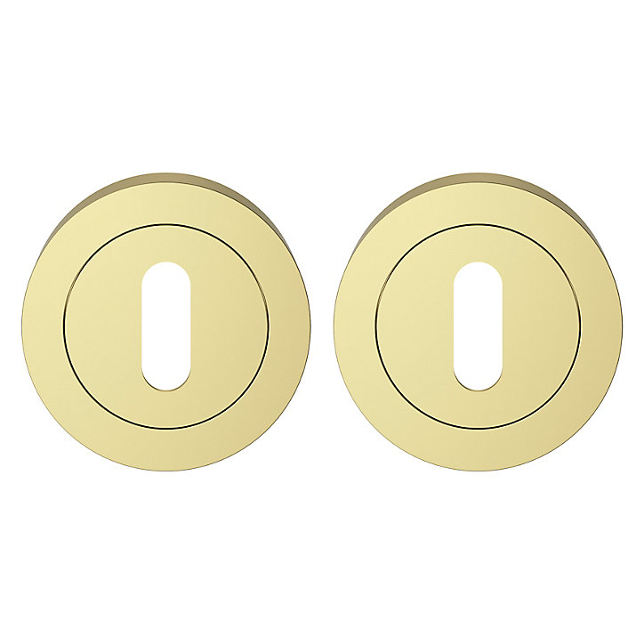 Rosace de fonction rond à visser à serrure GoodHome Duod effet laiton or Ø50mm