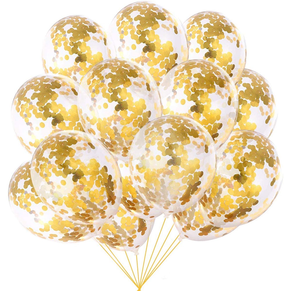 (29-tlg. Set) Party Ballons Latex- und Folienballone mit Konfetti   Tischläufer / Lametta - Gold