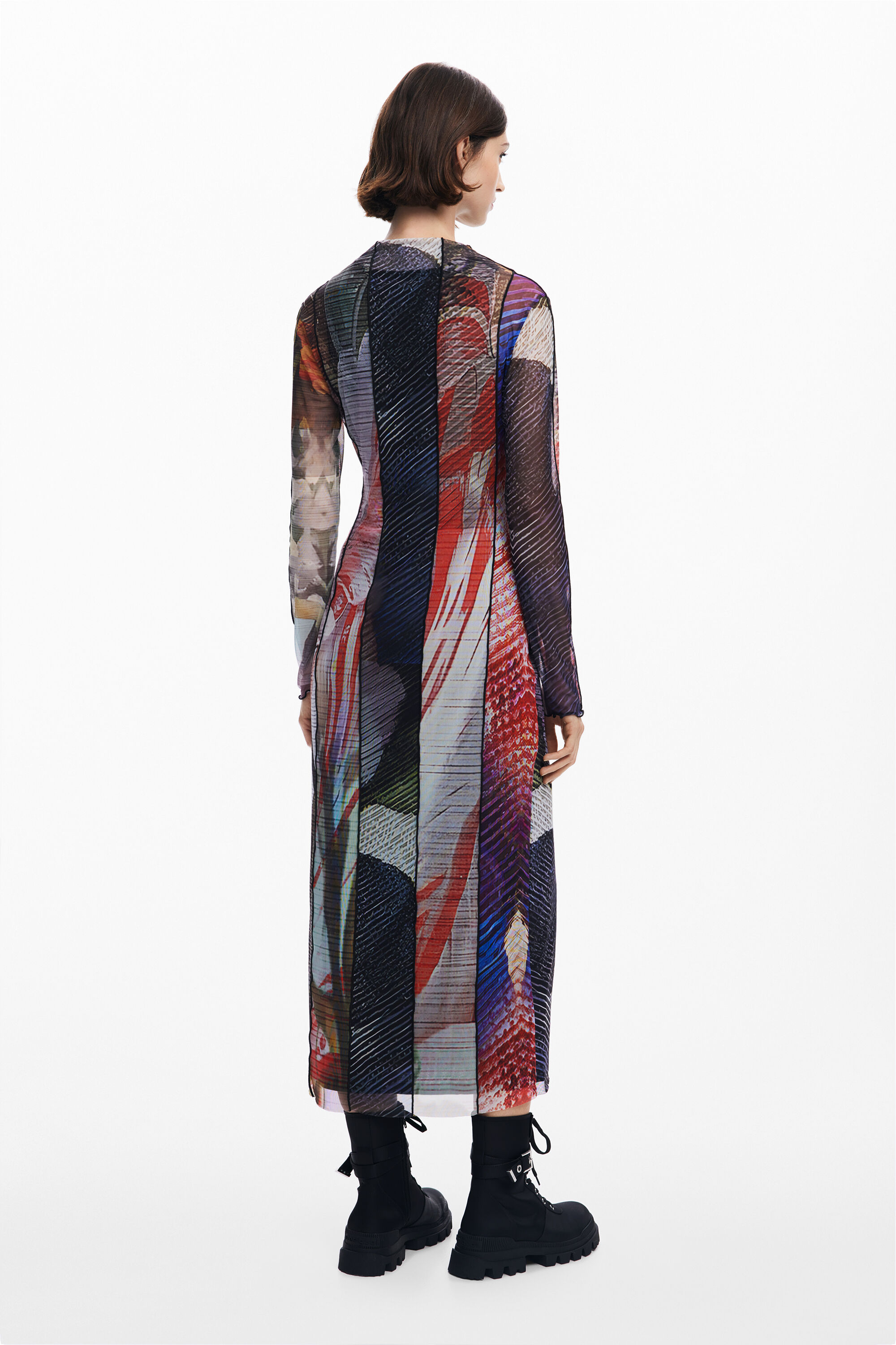 Vestido midi de tule estampado