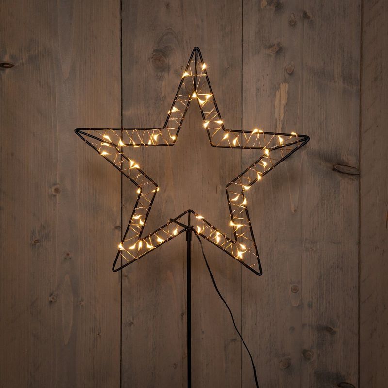 Anna's Collection - Tuinsteker - Zwart - Ster met Verlichting - 100 cm - 50 LED Lampjes
