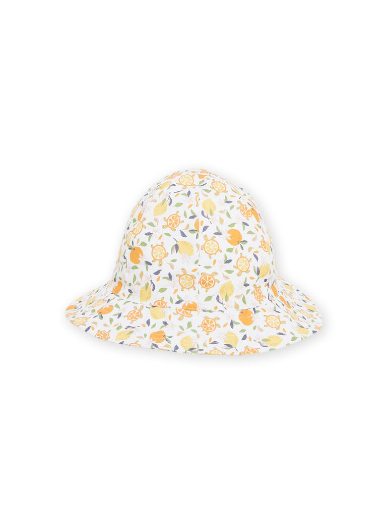Chapeau blanc et jaune bébé fille