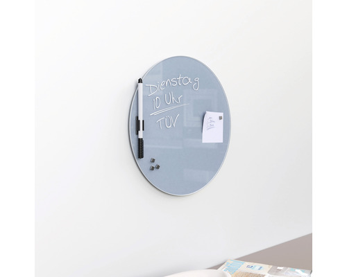 Glazen magneetbord, grijs/blauw, Ø 30cm