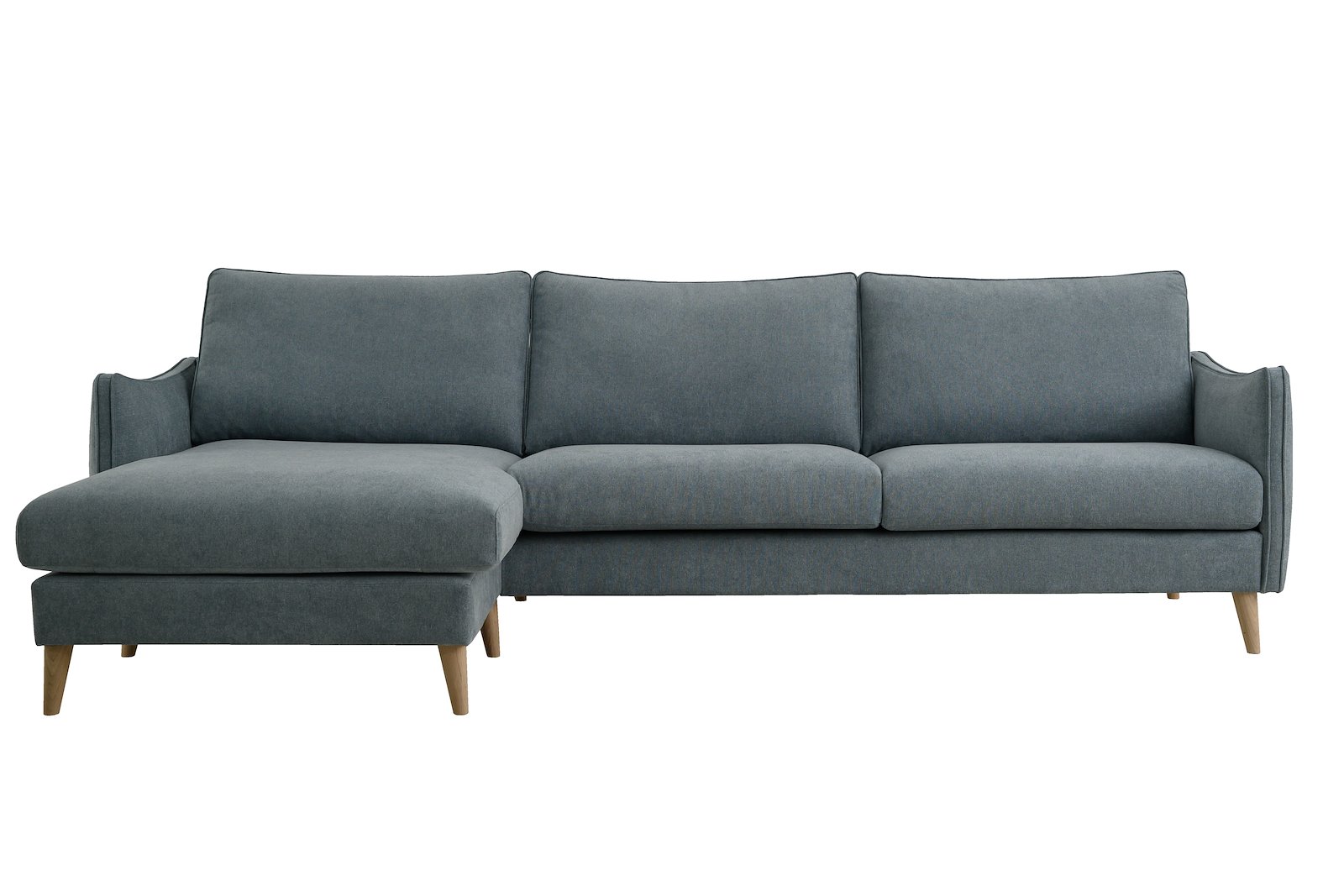 Joy sofa 3-seter sjeselong BIG venstre i tekstil Storm 16/1 Light blue med hvitvaskede ben 15583