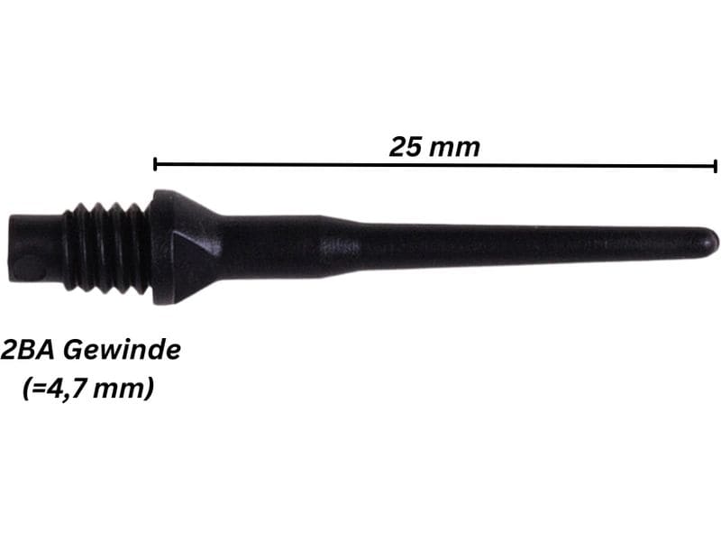 Karella Softspitzen Keypoint 100 Stück – Schwarz Softdart-Spitzen 2BA Gewinde (4.7 mm)