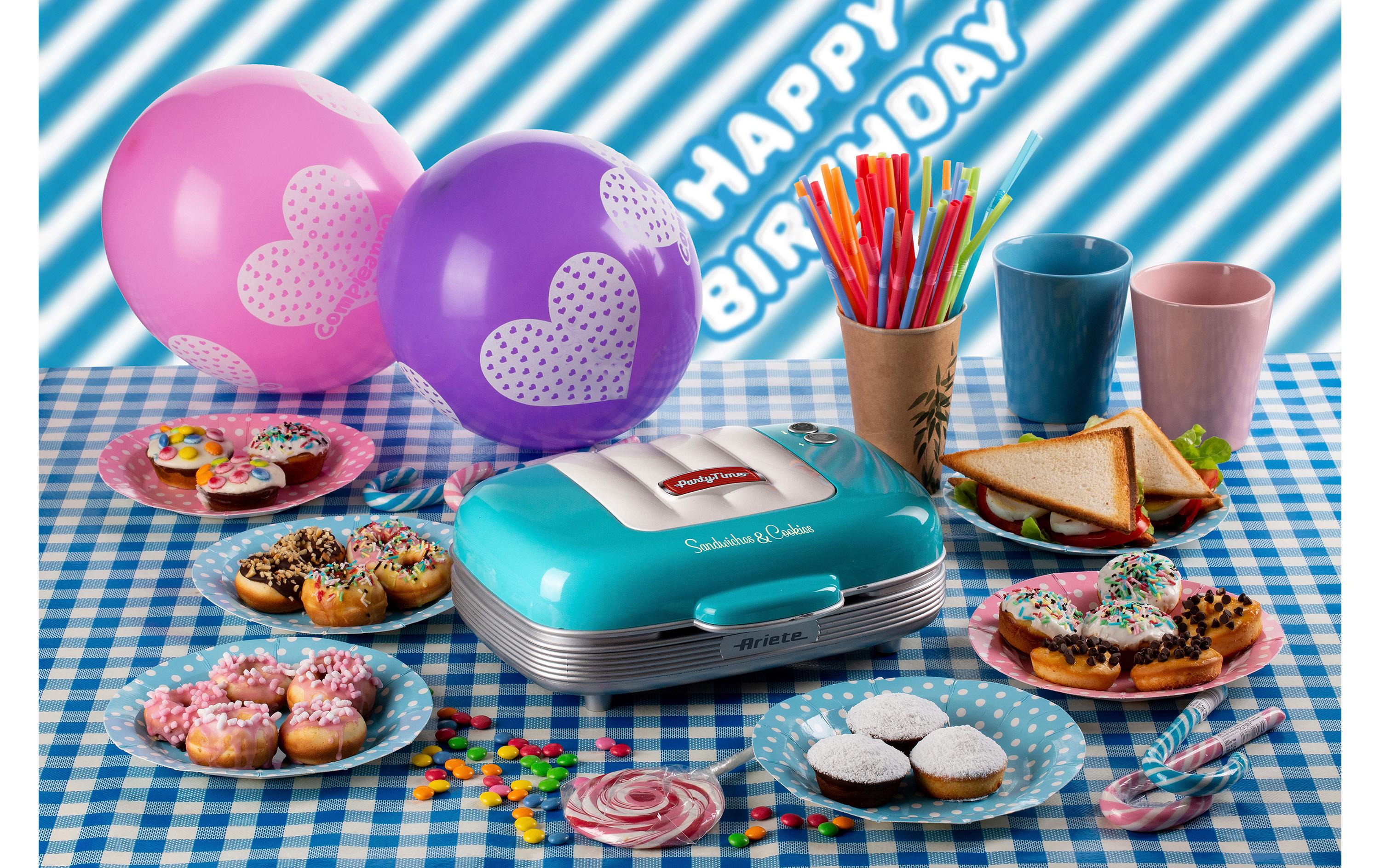 Multifunktionsgrill Party Time ARI-1972-BL 700 W, BlauSandwich- und Keksmaschine