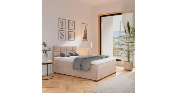 Boxspringbett Coma Cord beige 140 x 96 x 204 cm