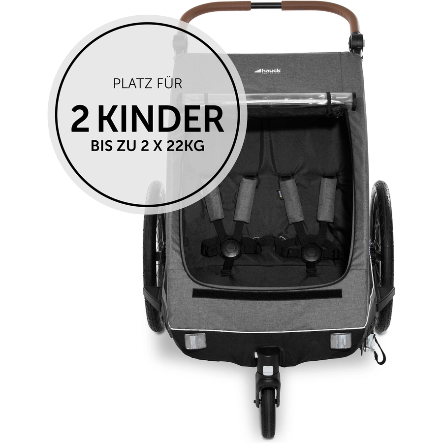 hauck 2in1 Fahrradanhänger und Buggy Dryk Duo Melange Grey