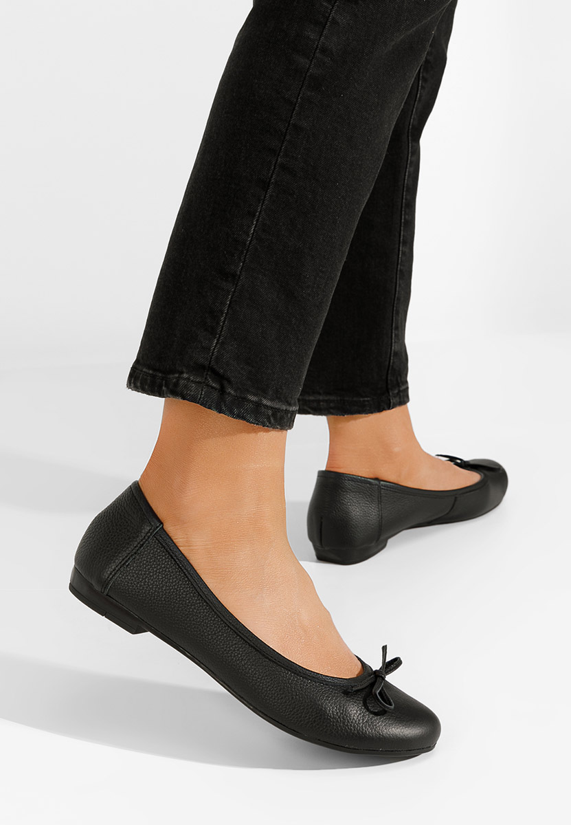 Ballerines femme en cuir noirs Beriana