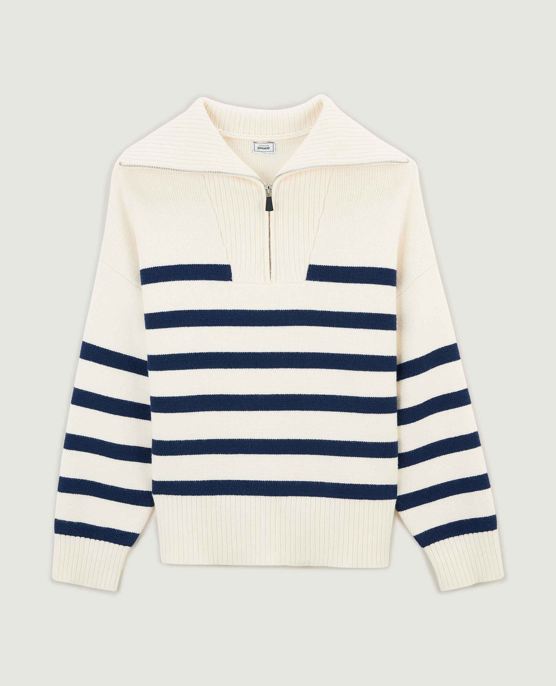 Pull droit col camionneur rayé - Blanc