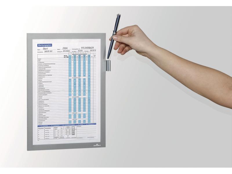 DURABLE Präsentationsrahmen Duraframe Magnetic Note A4 Silb Rahmen für Informationen