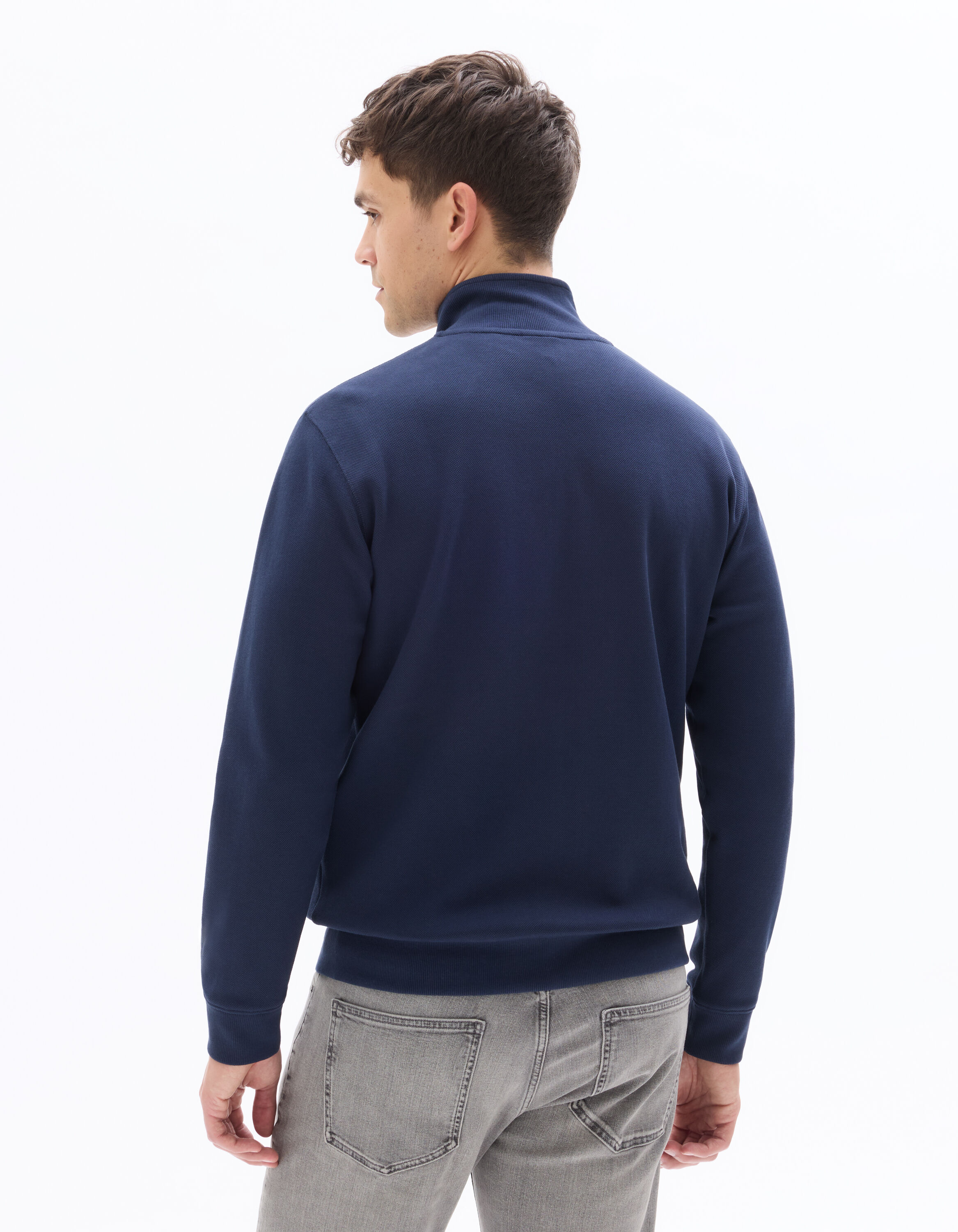 Sweat zippé regular piqué - marine