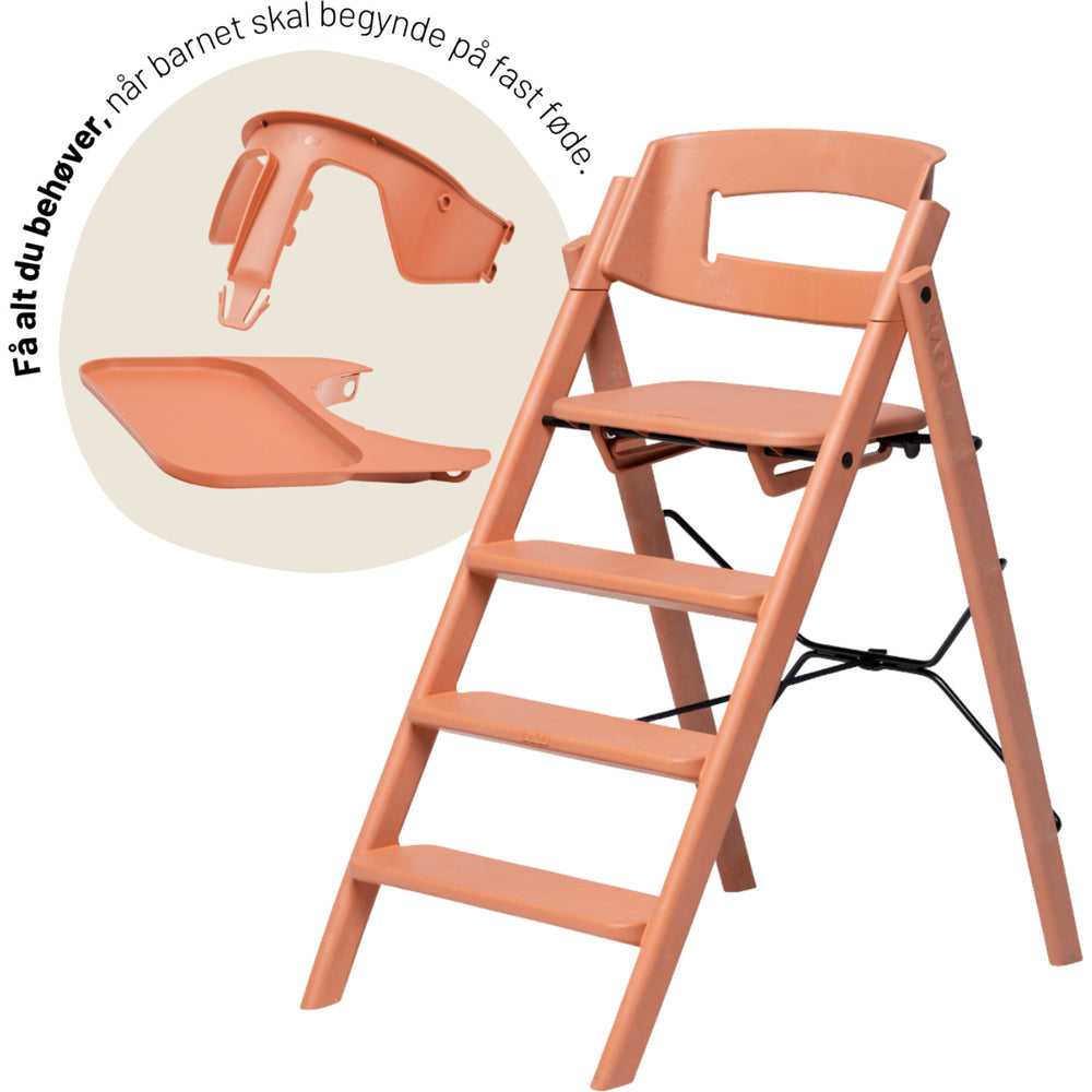 Køb KAOS Terracotta Pink Klapp Højstol Recycled Med KLAPP® Sikkerhedsbøjle Og Bakke Bundle