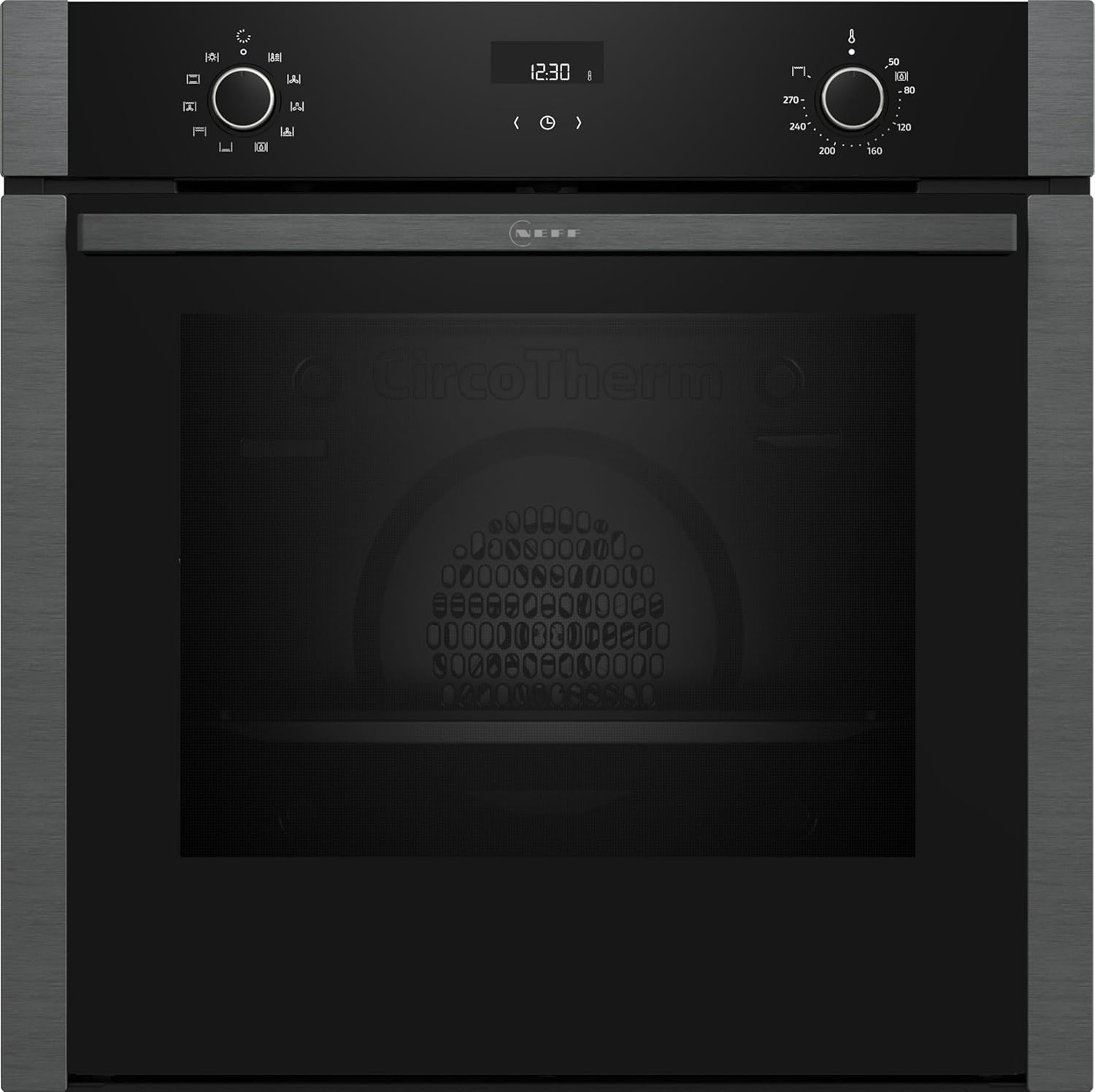 NEFF B4ACE2AG3, N50, Backofen, Made in Germany, LCD-Display, Slide and Hide, 3D Heißluft, CircoTherm, Easy Clean, Kindersicherung, Schnellaufheizung, 60 x 60 cm, Graphite-Grey