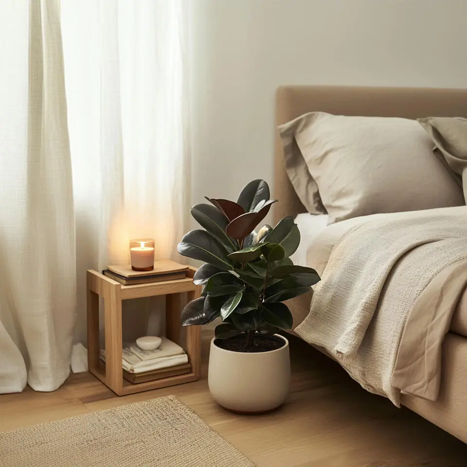 Rubberplant - Ficus Elastica 'Abidjan' - Hoogte 75-100cm - ⌀24cm