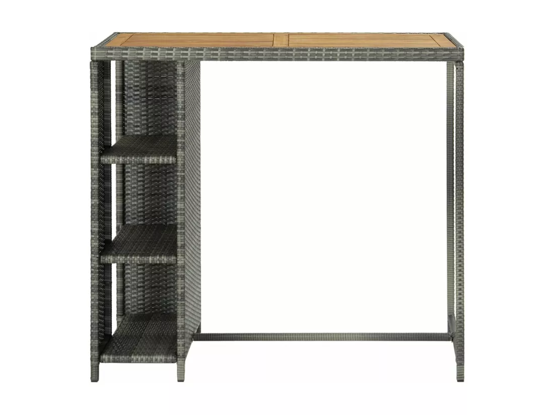 Table de bar avec rangement Gris 120x60x110 cm Résine tressée