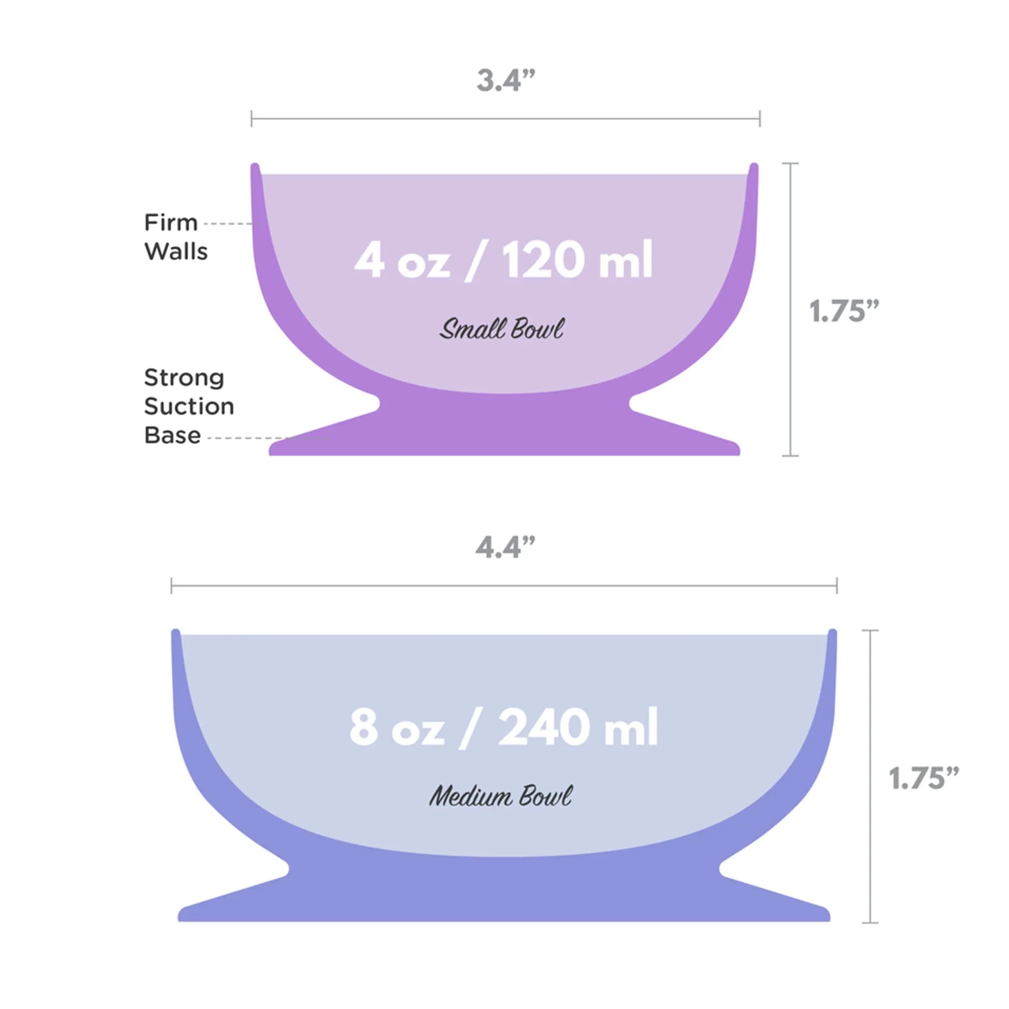 ChooMee Bol Succion IncrediBowls Paquet de 2 - Mauve Lilas