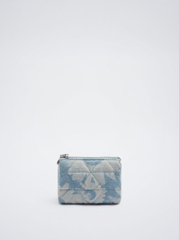 Carteira Jeans Floral - Azul